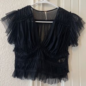 Free People Sheer Black Top